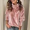 Herfst Winter Hoge Hals Fleece Sweatshirt Dames Los Effen Kleur Fleece Gevoerd Top Mode Veelzijdig Casual Pullover Warm Vest