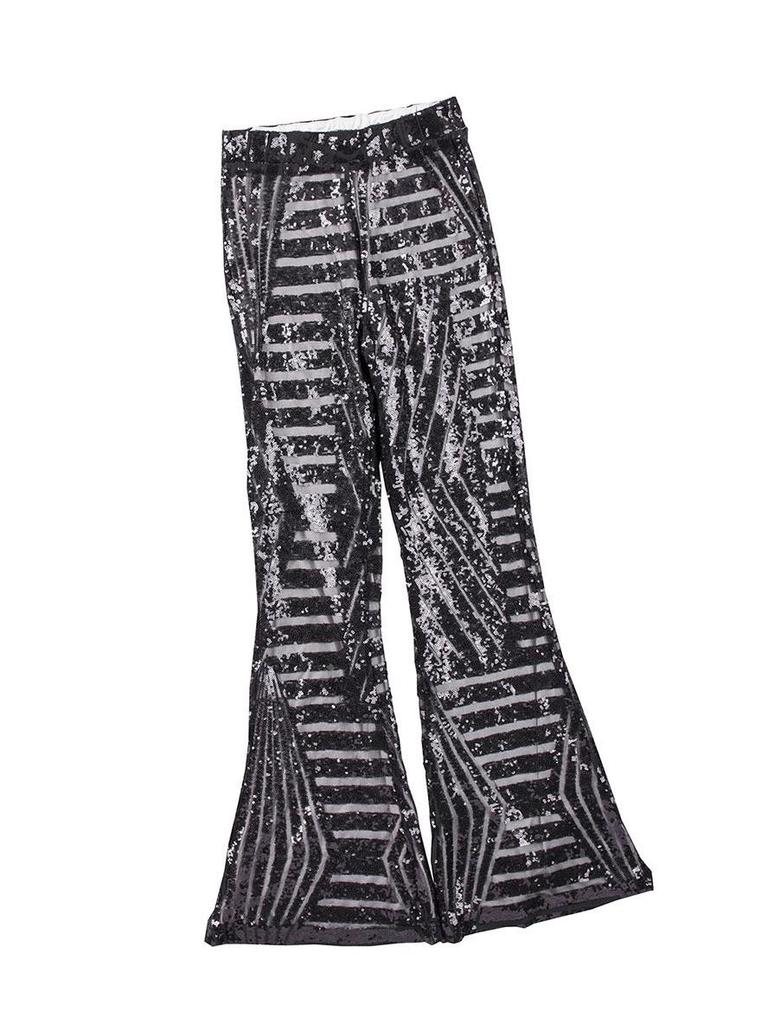 2025 Summer Women's High Waist Sequin Patchwork Wide-Leg Pants - European and American Casual Fashion Trend