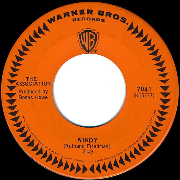 

7inch Record ASSOCIATION - Windy 7041 WARNER BROS. 1967 Canada Rock Used