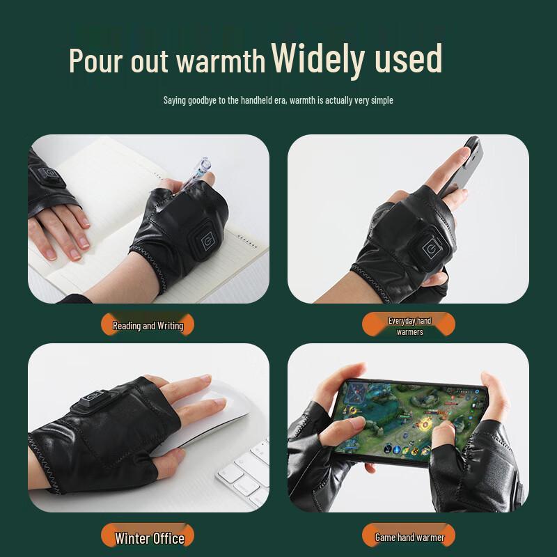 Unisex Smart Electric Heated Half-Finger Gloves