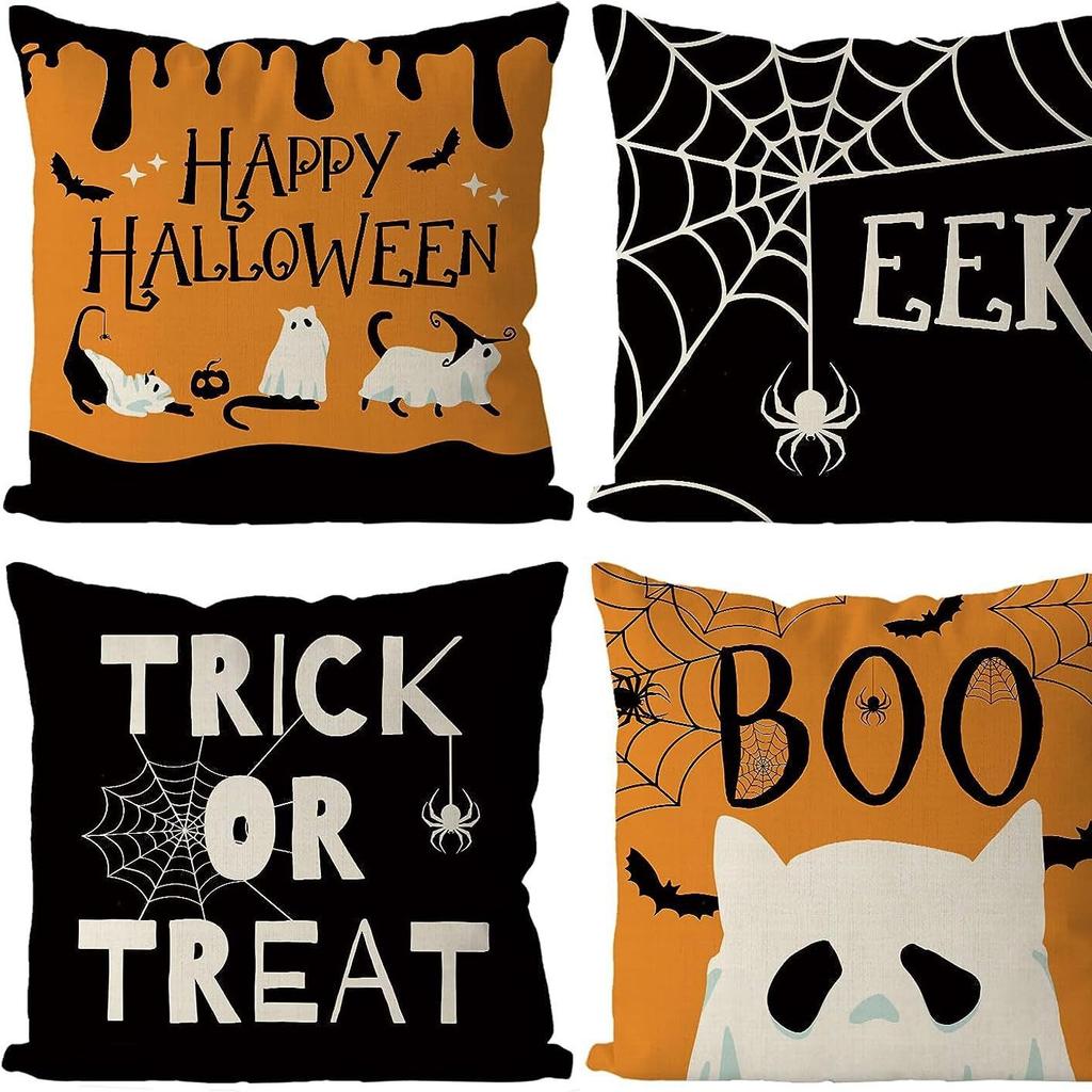 New Halloween Decoration Home Linen Pillowcase Funny Pumpkin Head Sofa Pillowcase Combination