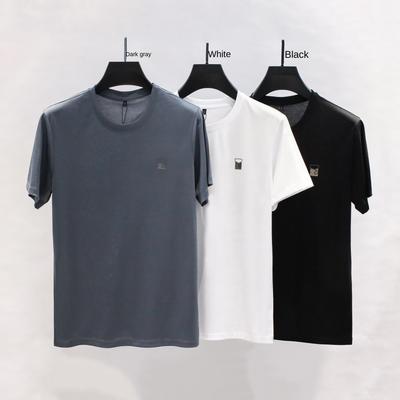 Printemps Été Vêtements Homme Soie T-shirt Décontracté à Manches Courtes et Col Rond pour Homme