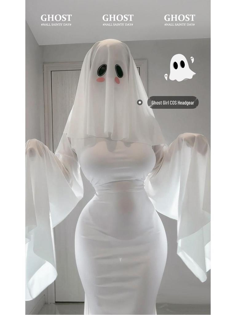 Kyoko Ghost Girl Cosplay Mask & Fishtail Dress Halloween Costume