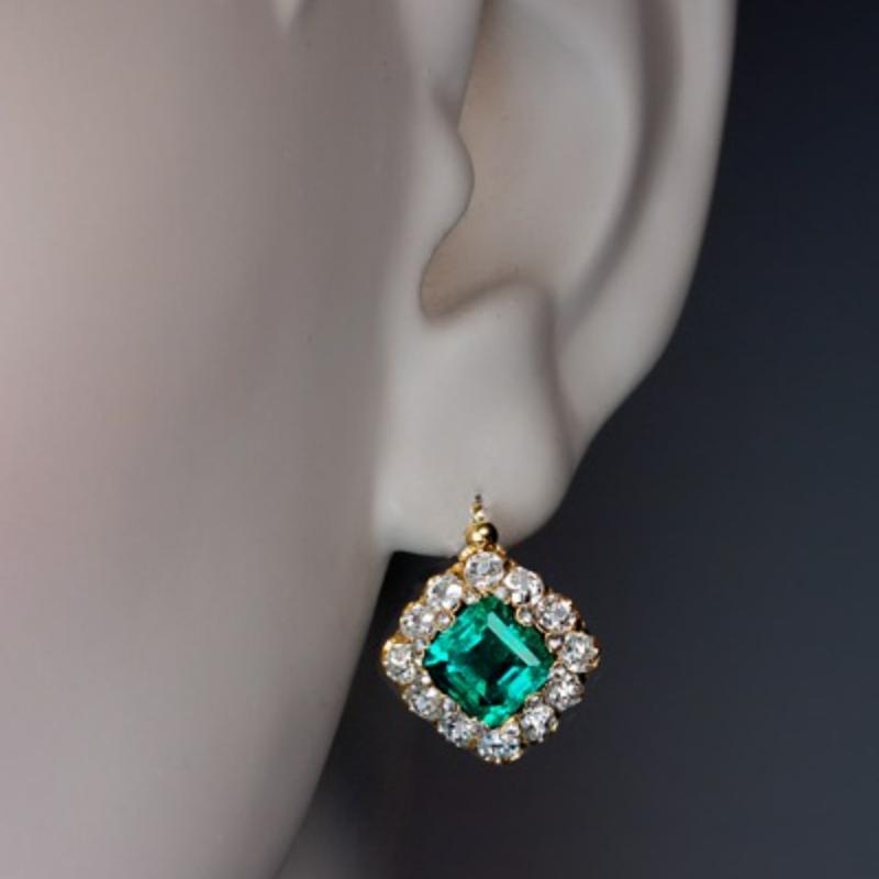 Elegant Gorgeous Synthetic Emerald Zirconia Square Dangle Earrings Women's Exquisite Vintage Wedding Banquet Jewelry Accessories
