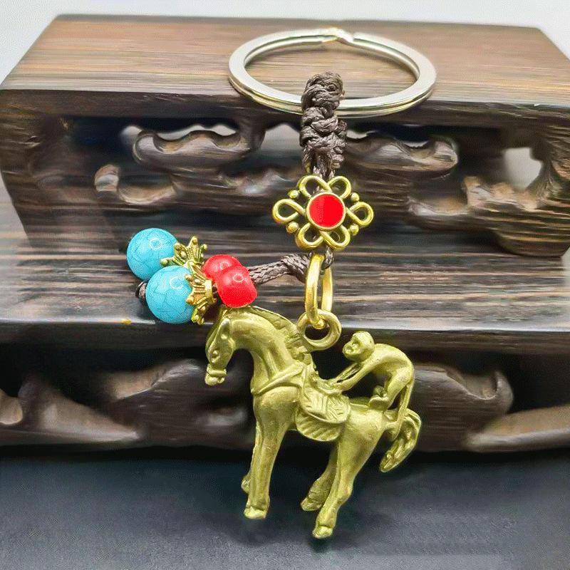 Ručně vyráběný přívěsek tykev kůň přívěsek na klíče do auta přívěsek na klíče Pět císařů peníze Feng Shui mince masivní šťastné kroužky na klíče