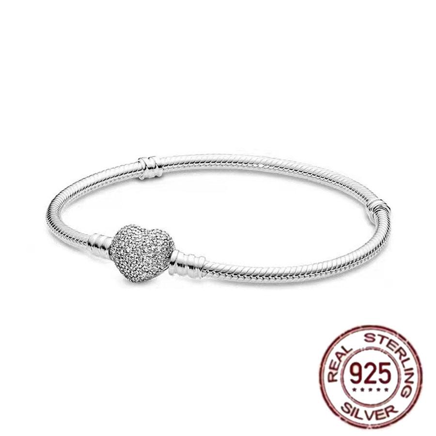Best-selling 925 Sterling Silver Heart-shaped Crown Snake Bone Chain, Perfect for the Original DlY Bracelet! Ladies' Birthday Fa