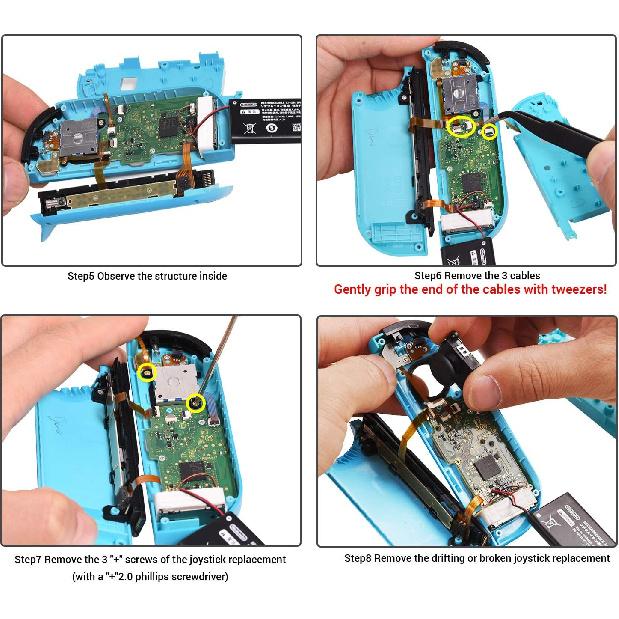 Joycon Joystick Replacement 4 Pack, 3D Replacement Joystick Analog for Nintendo Switch Joycon, Left/Right Thumb Stick with Thumbstick Grips