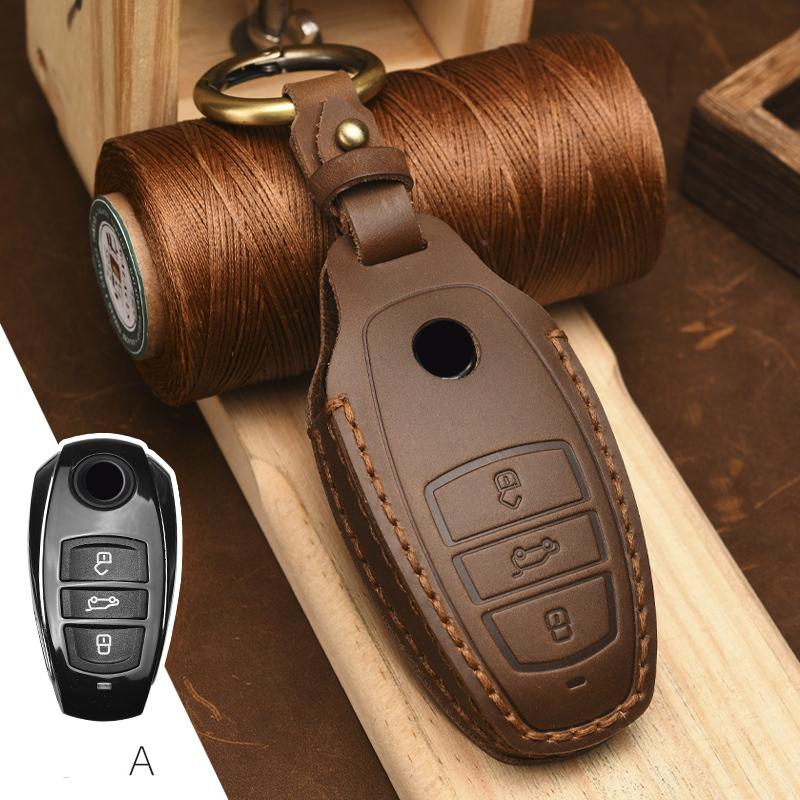Kožený kryt pouzdra na klíče od auta pro Volkswagen VW Touareg 2021 3 tlačítka Smart New Key Protect Příslušenství Shell