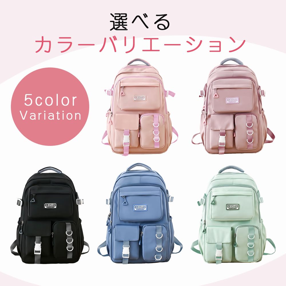 Lulucia Backpack for Women and School Large A4 Size Compatible Kids, Girls, Lightweight, Water-Repellent, Bag, Multifunctional, Capacity, (Blue)