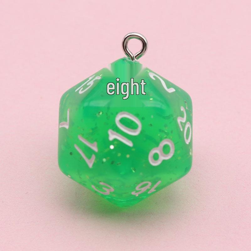 20-Sided Colored Transparent Acrylic Dice Pendant Keychain for DIY Jewelry