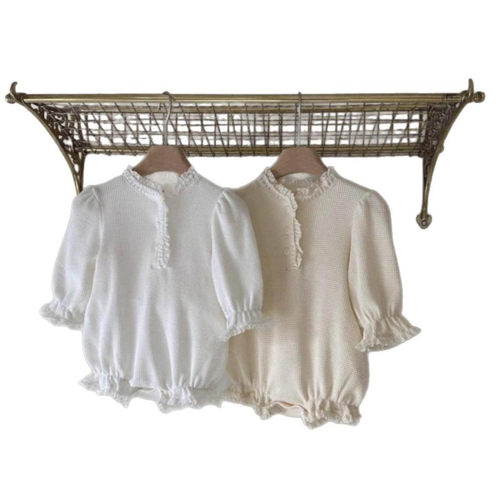 Elegant Lace Trim Collar Romper for Baby Girls - Spring/Summer Style