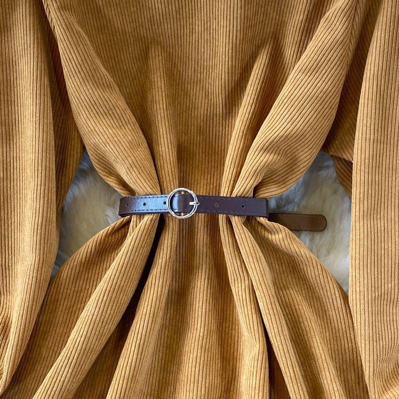 Spring and Autumn Women's Temperament Pure Desire Wind French Design Sense Niche Corduroy Dresses
