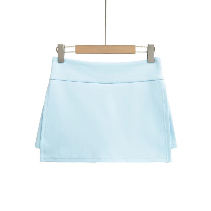 High-Waisted Grey A-Line Sports Skirt - Women's Spicy Vintage Side Split Yoga Running Skirt