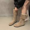 Mid length boots for women 2026 new European and American fashion temperament women's boots Western boots pile up boots