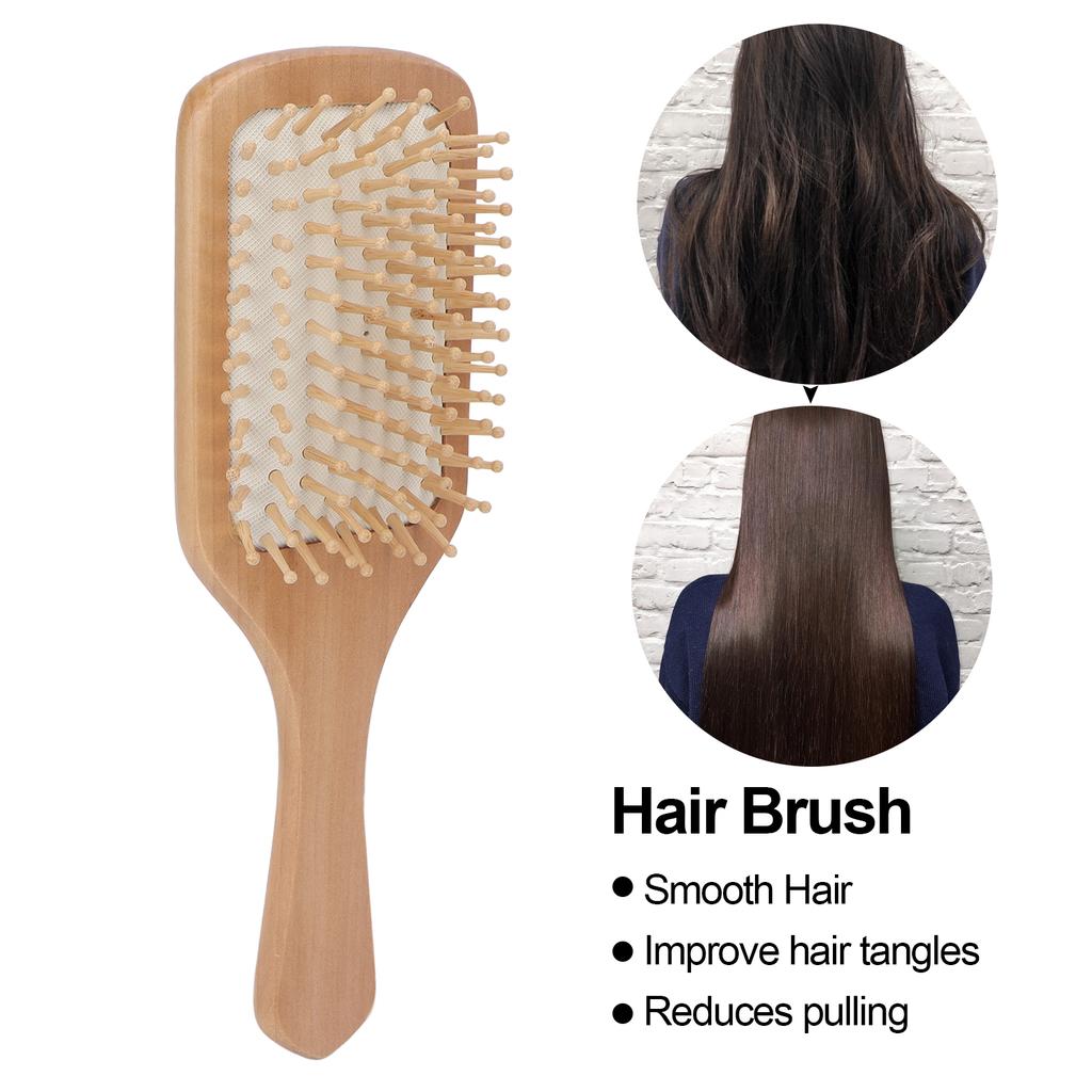 Wooden Hair Brush Portable Home Salon Ergonomic Massage Detangling Paddle Brush Hair Styling Tool