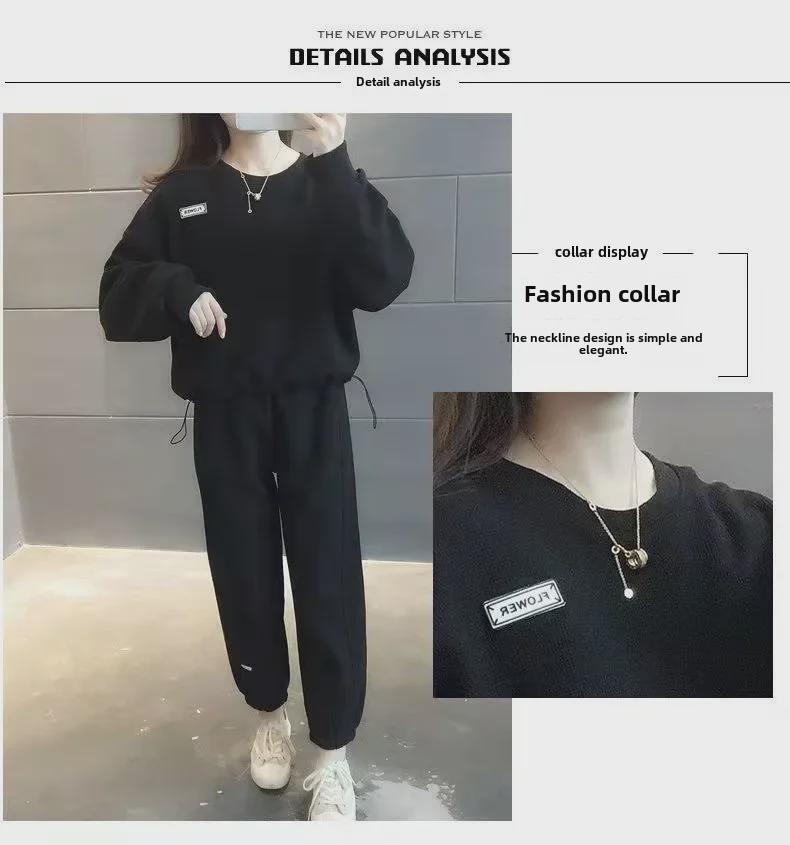 Women's Spring & Autumn 2023 Casual Two-Piece Suit: Fashionable Loose Sweatshirt and Trousers Set