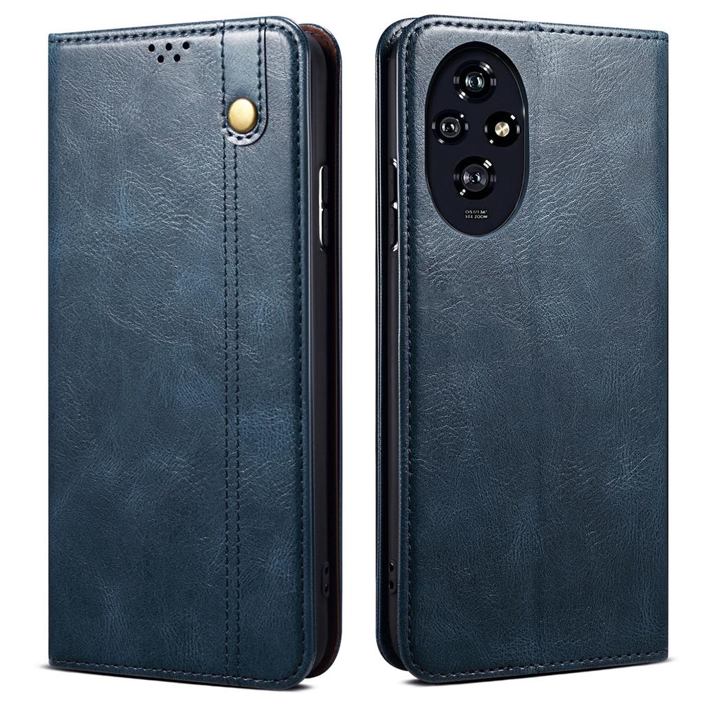 For Honor 200 Pro 5G Case Waxy Crazy Horse Texture Leather Phone Cover 2 Card Slots Stand