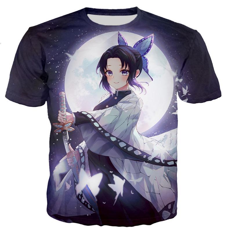 Demon Slayer Kochou Shinobu Anime 3D-gedruckte T-Shirts Männer Frauen Kurzarm-T-Shirt Übergroße Harajuku-T-Shirts Tops Kinderkleidung