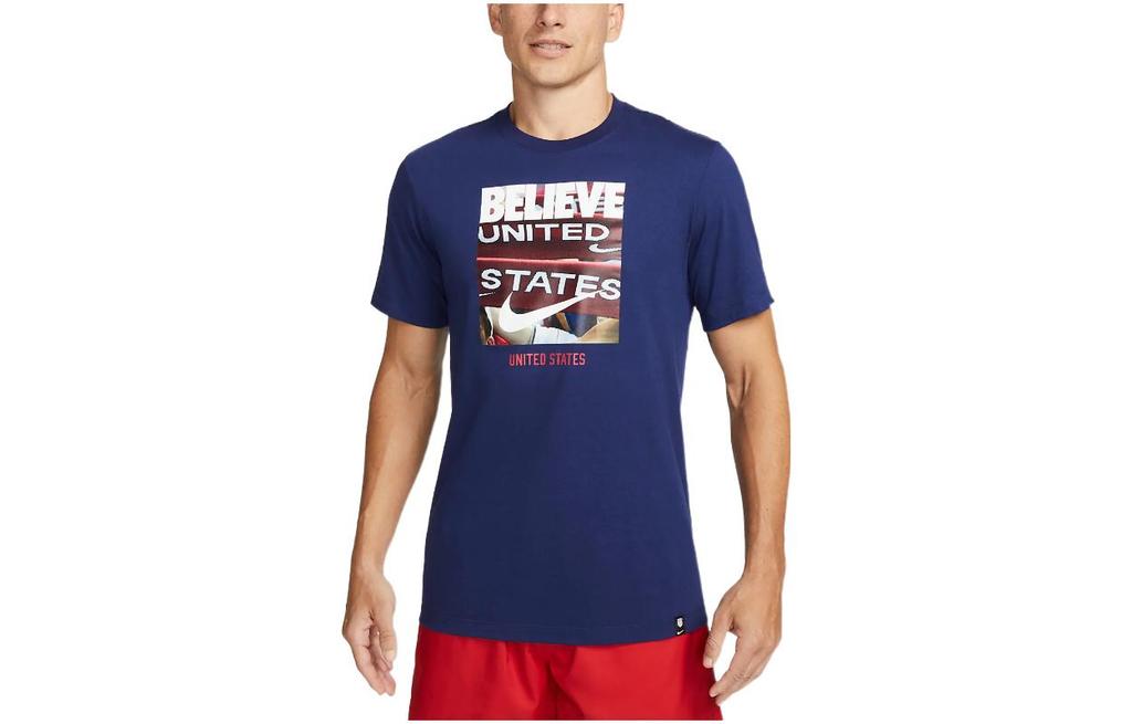 Nike T Shirts Men's Dark Blue Crew Neck Moderate DX4194-421