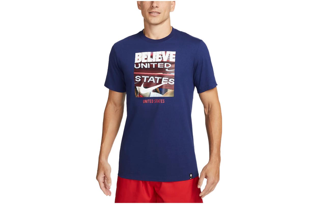 Nike T Shirts Men s Dark Blue Crew Neck Moderate DX4194-421 L