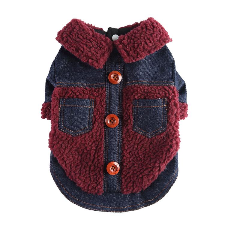 Pet Denim Jacket for Small Dogs & Cats - Winter Warm Velvet Button Vest