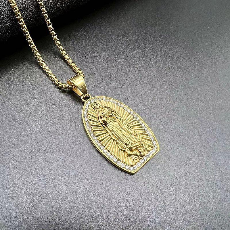 

Religious Jewish Virgin Mary Pendant Necklace for Men Women Stainless Steel Mother of Jesus Necklace Christmas Gift Jewelry 60cm золотий