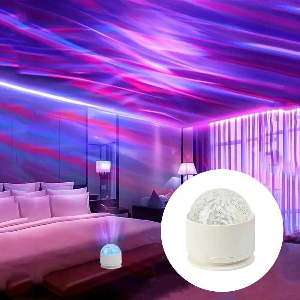 LED Light Starlight Projector USB Powered Colorful Light Northern Lights Projector Water Ripple Effect Iridescent Light