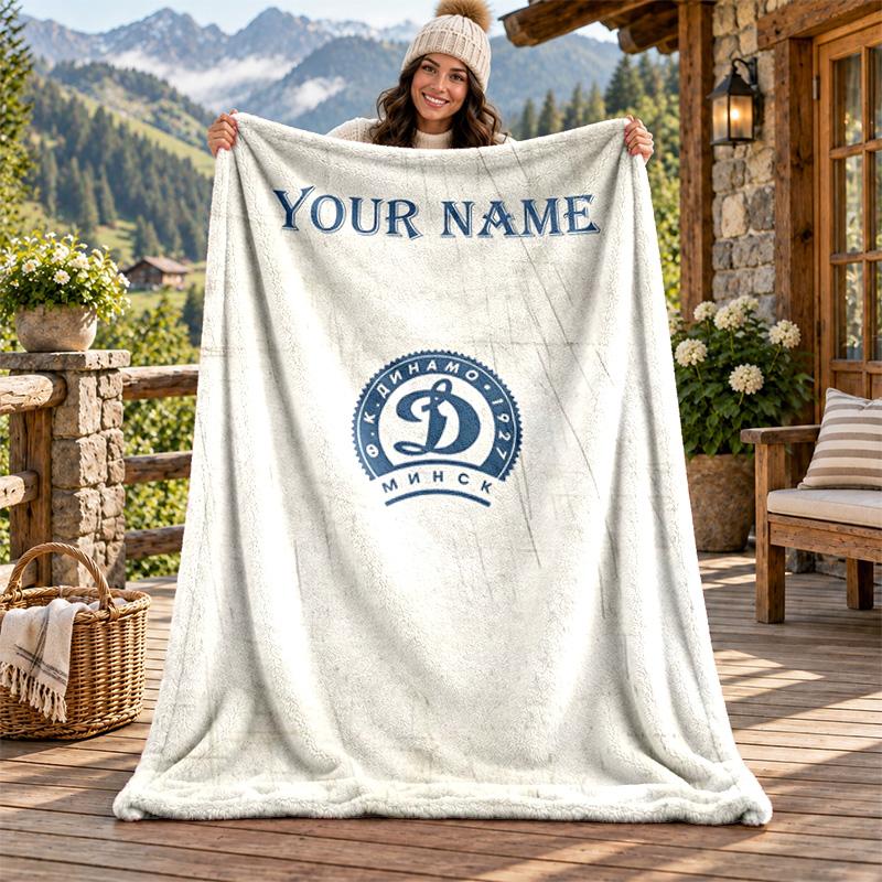 FC Dinamo Minsk Custom Name Flannel Blanket Personalized Soft Warm Plush Throw Blanket Customized Gift for Family Friends
