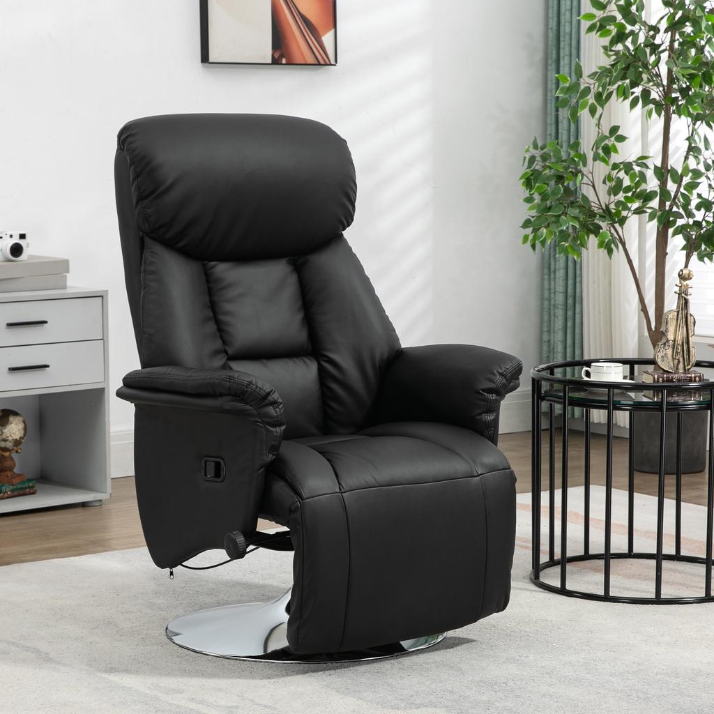 Recliner Chair Reclining Function Faux Leather Footrest Up To 150 Kg 78 X 80 X 109 Cm Black