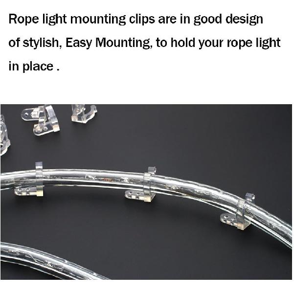 AKOAK LED Rope Light Clips Holder 50 Pieces PVC Clips with 100 Piecs Screws for LED Light Wall Mount and Bar Mount