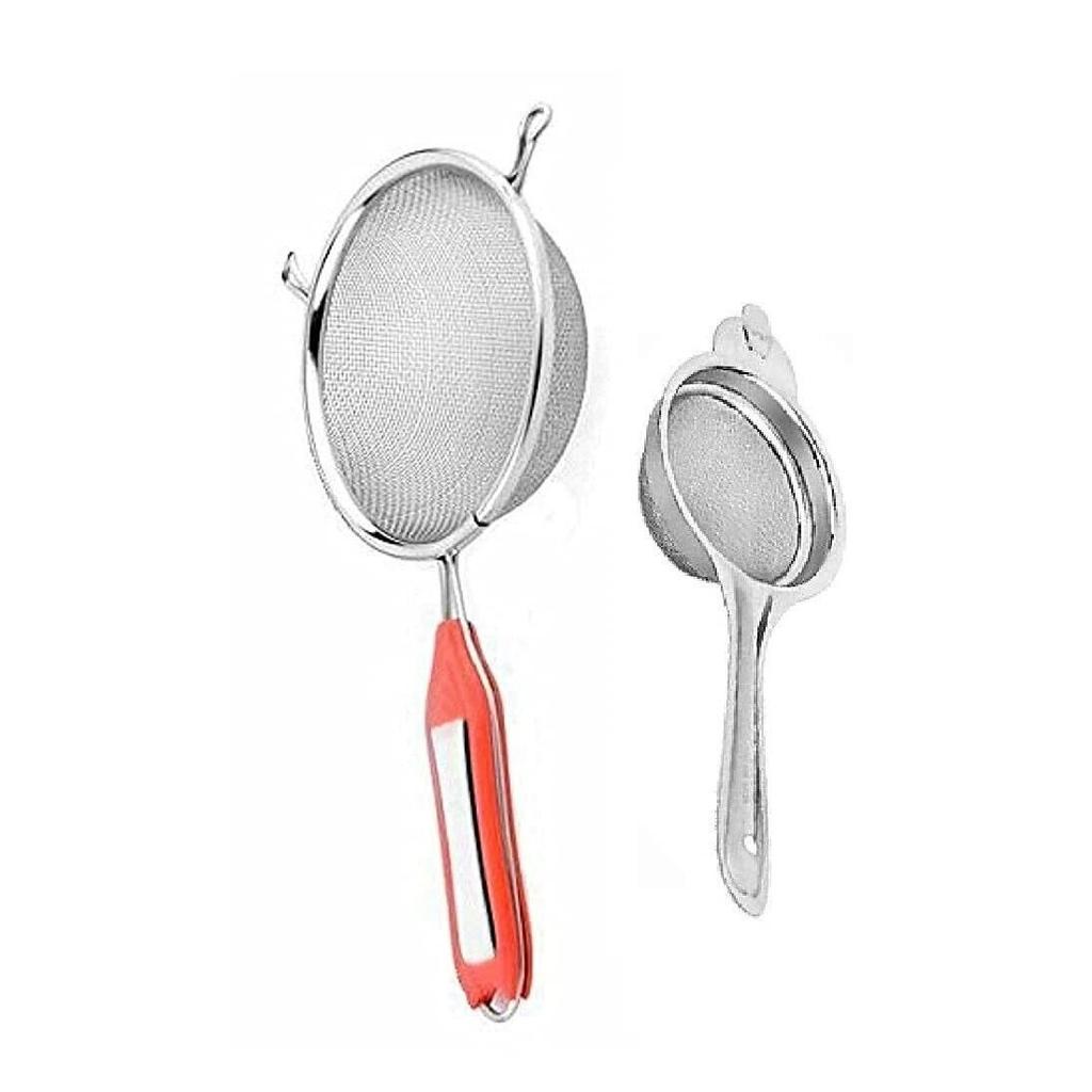 Silver Stainless Steel Soup & Juice Strainer Steel Tea Strainer 2Pcs L058 MR495