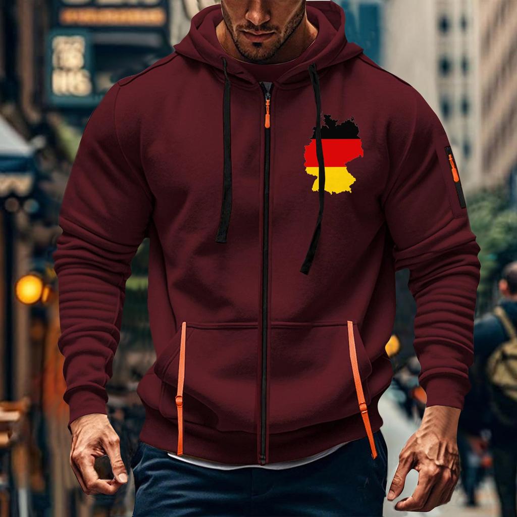 Herren Sport Casual Hoodie Hoodie Cardigan Reißverschluss Multi-Pocket Hoodie Mantel