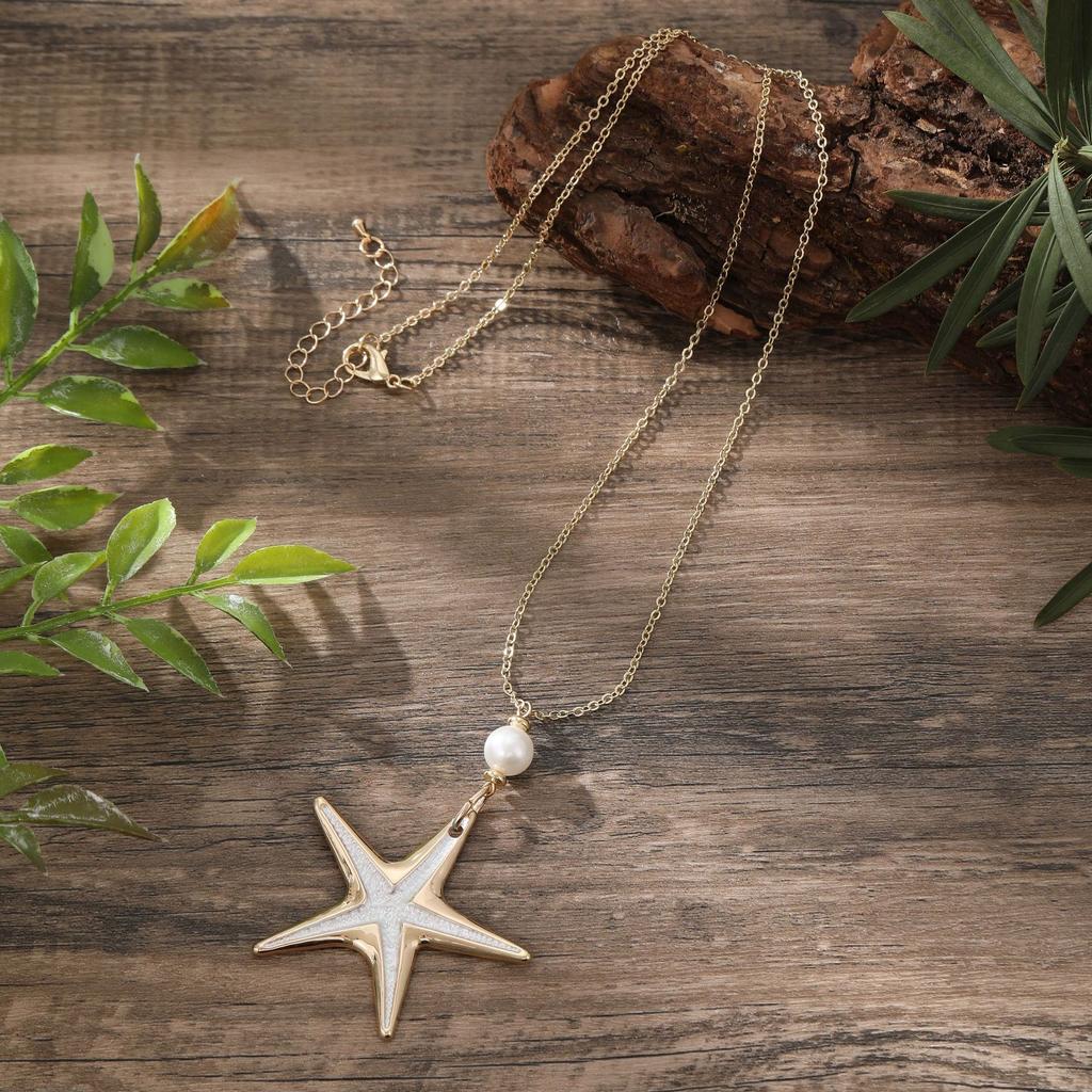 Enamel geometric starfish necklace, women's simple high-end irregular flower necklace