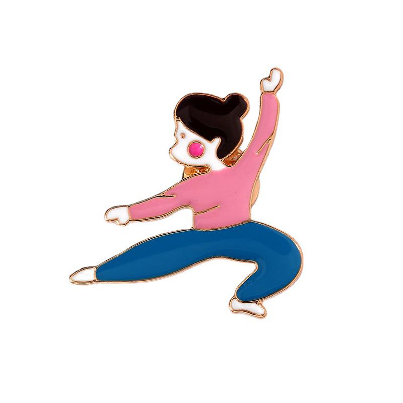 Creative Kung Fu Character Brooch - Dripping Oil Alloy Pendant for School Bags & Accessories