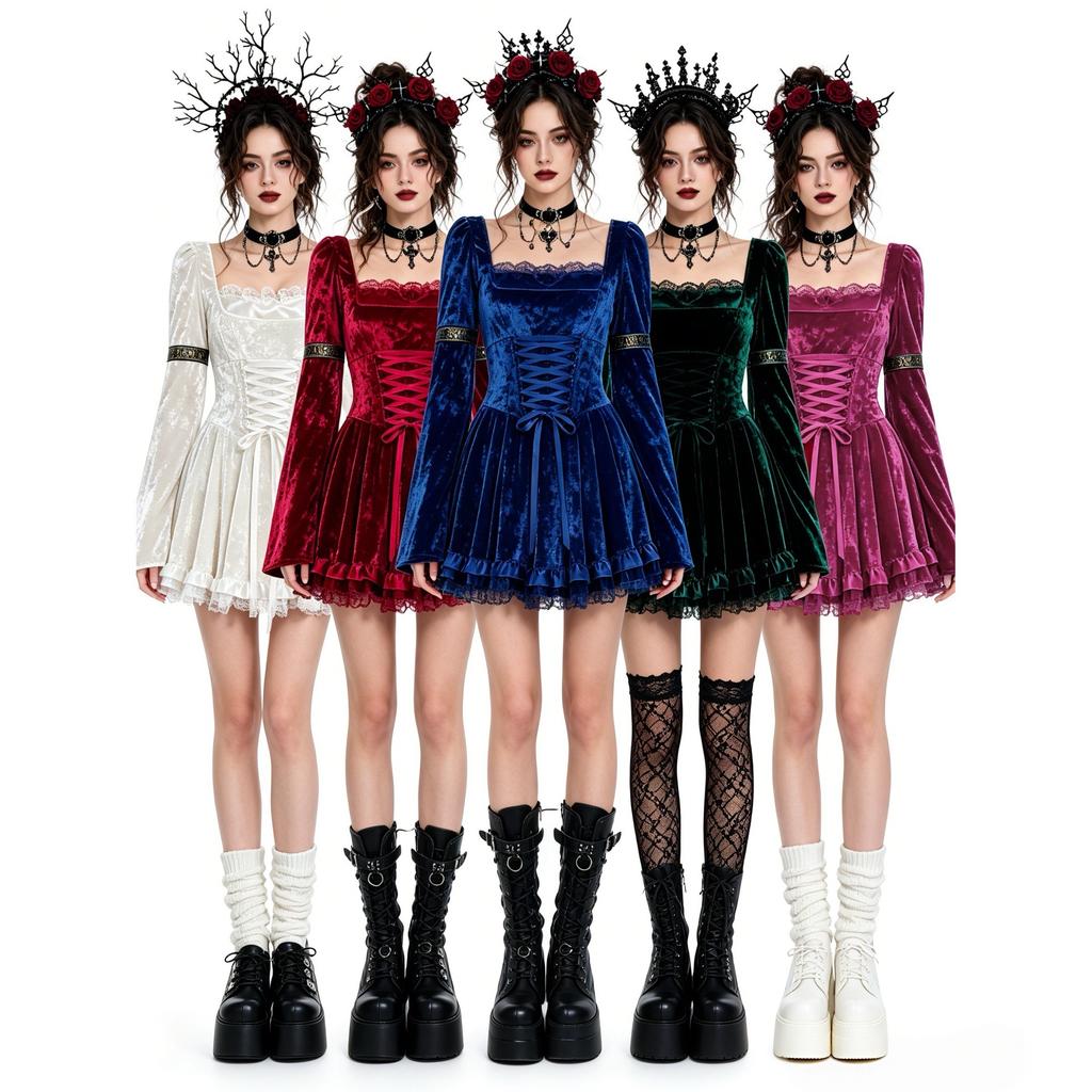 Vampire dark lace dress goth devil girl nightclub bar DS show costume halloween costume