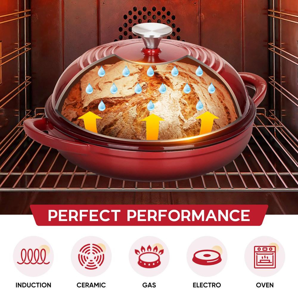 סיר יציקה מצופה אמייל סיר הולנדי לתבנית לחם עם מכסה 10 אינץ תנור לחם יציקה תבנית אפייה מחמצת סיר הולנדי לכלי בישול לחם