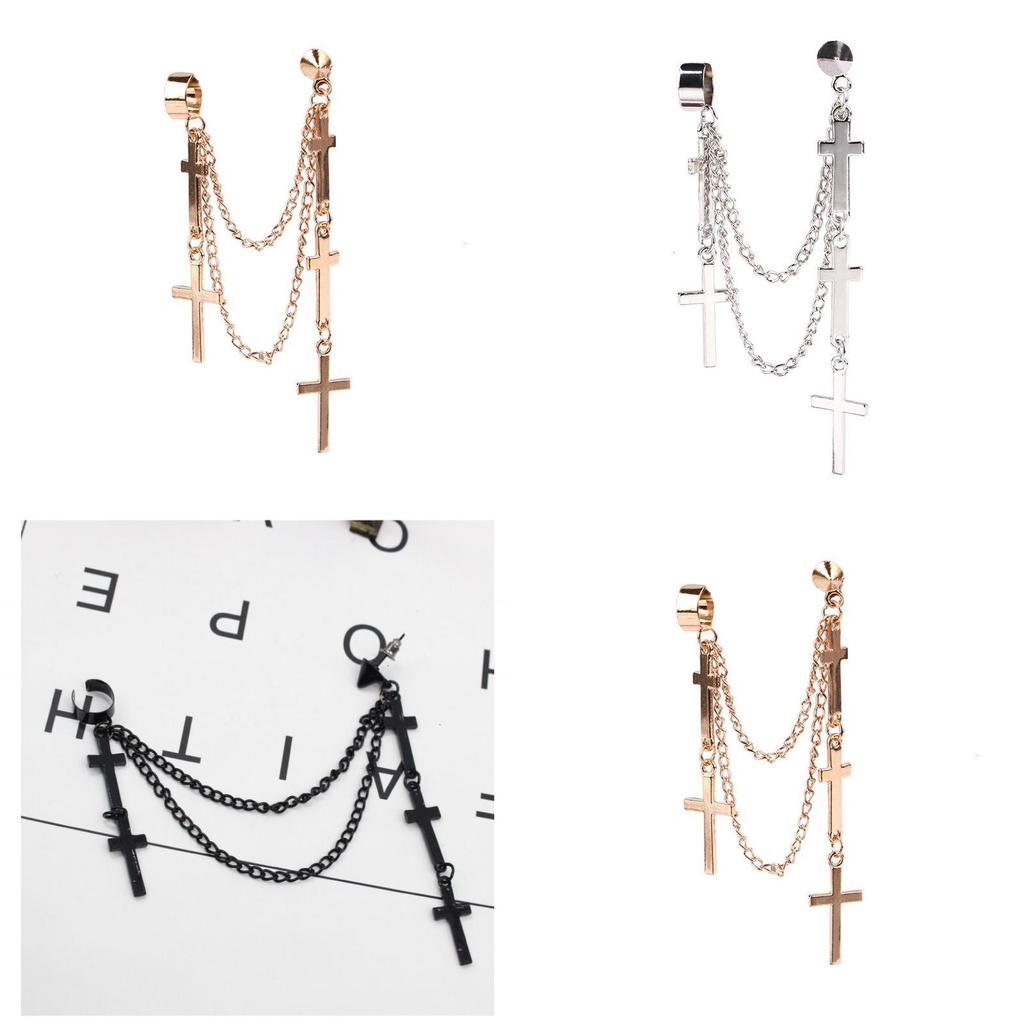 Punk Cross Drop Earrings With Alloy Metal For Womens Fashion Accessories