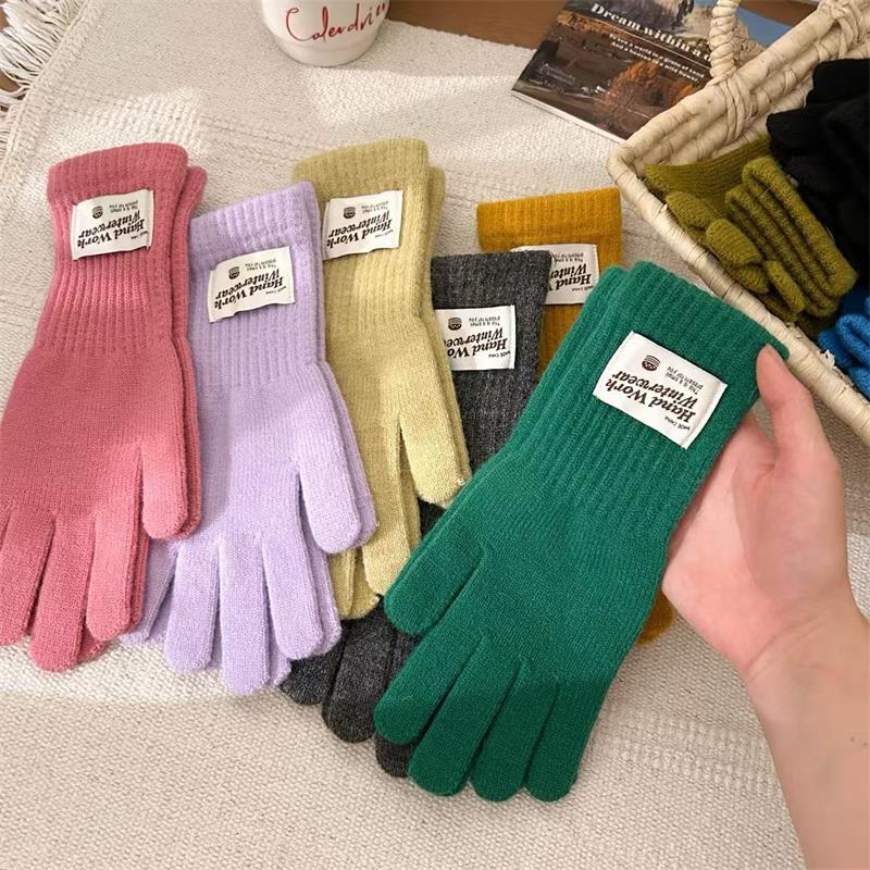 Womens Ladies Warm Winter Thick Thermal Woolen Knitted Touch Screen Gloves
