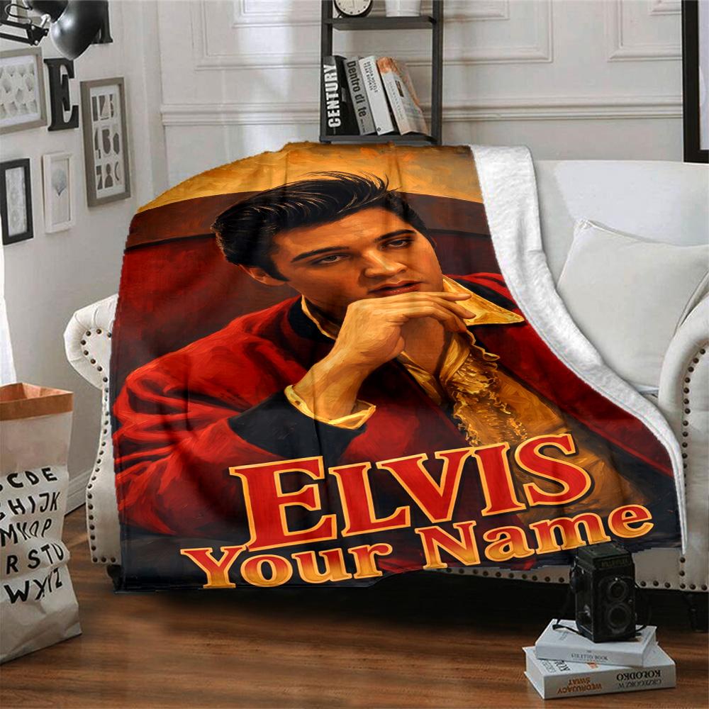 Elvis Presley Customize Your Name Blanket Gift Personalized Blanket Durable Comfort for Seaside Couch Livingroom Nap for All Occasions