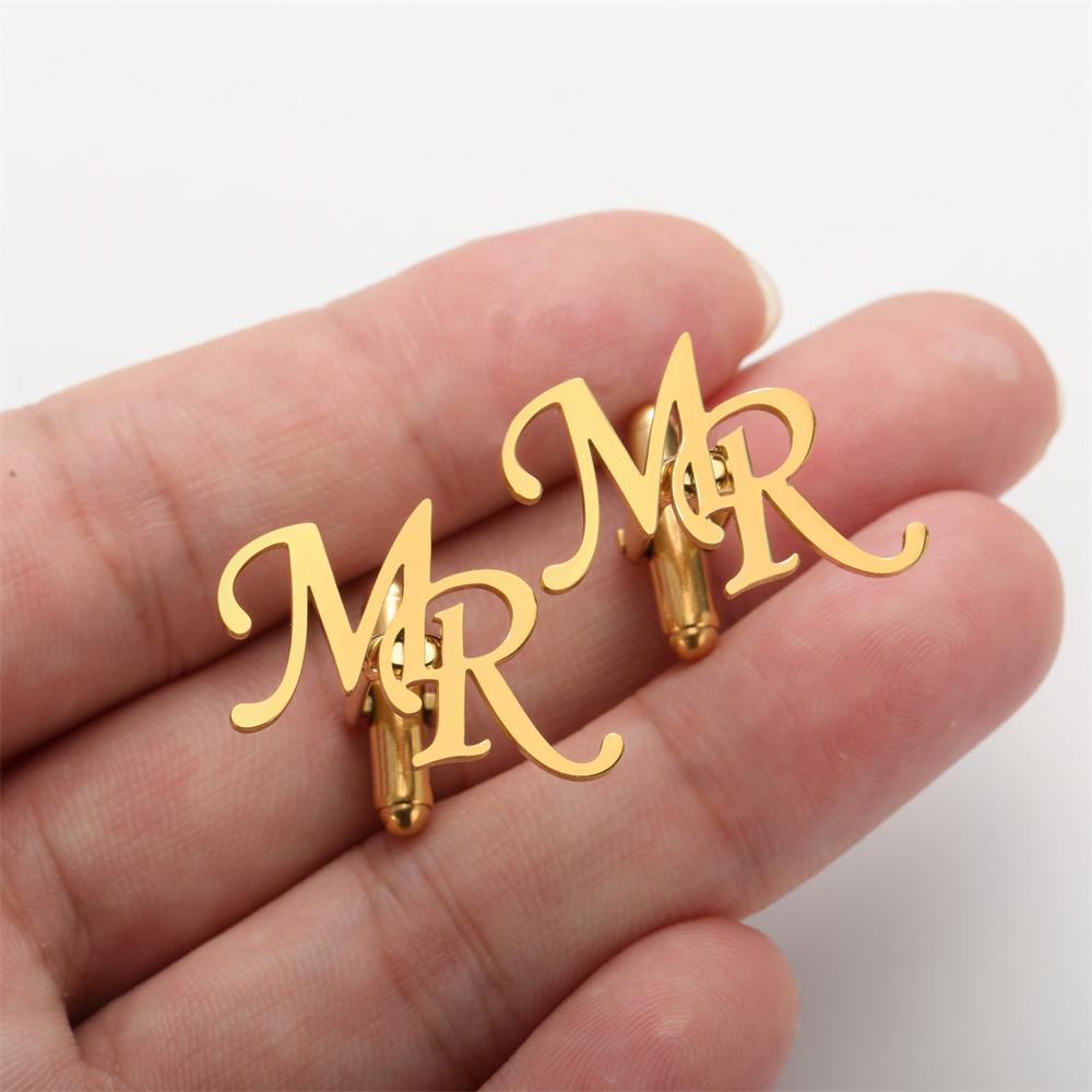 Botões de Punho com Iniciais Personalizadas para Homens Botões de Punho Personalizados para Terno de Negócios Joias de Aço Inoxidável Presentes de Dia dos Namorados