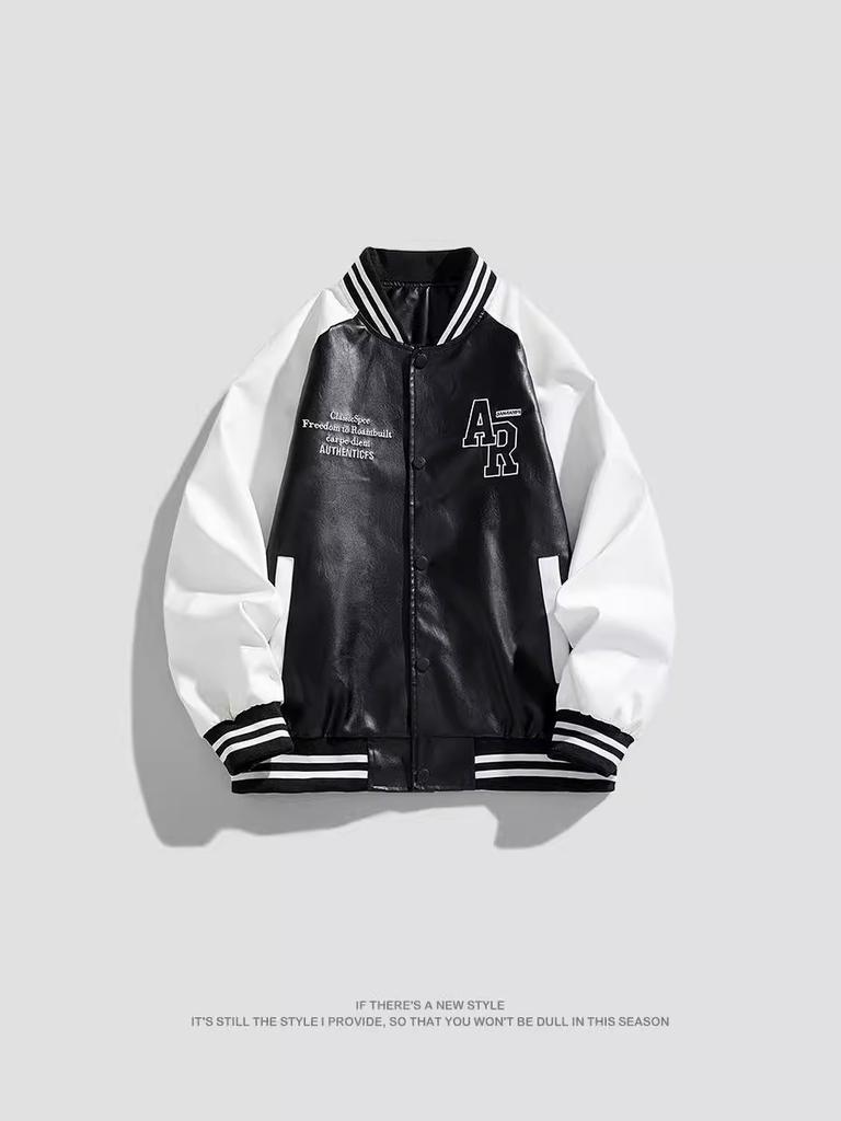 American PU leather jacket men's jacket spring and autumn new stand-up collar locomotive clothing versatile trend explosive jacket men