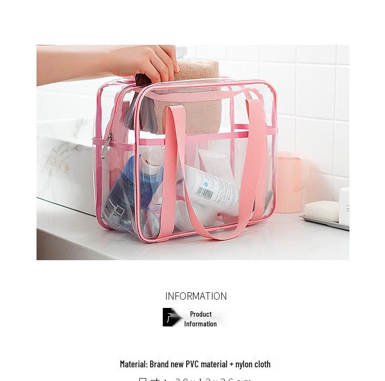 Fresh Clear Makeup Bag - Waterproof, Handheld, Single Shoulder, Toiletry Bag - Customizable