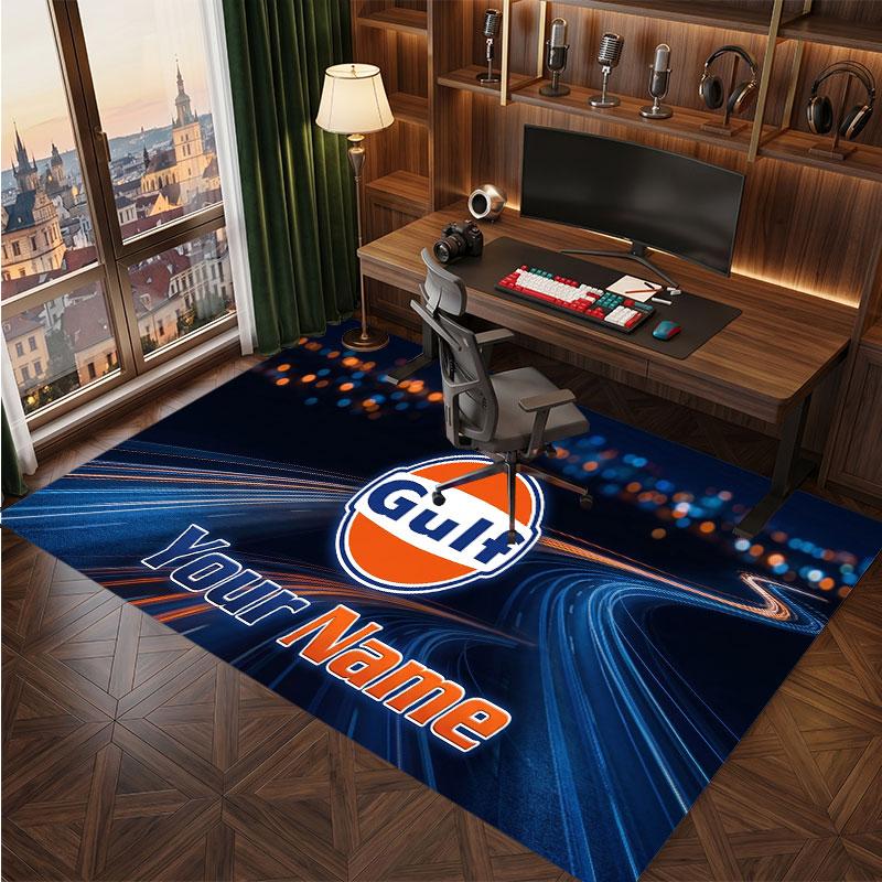 Gulf Personalized Crystal Velvet Carpet, Customized Name Text Soft Anti‑Slip Rug for Living Room Bedroom