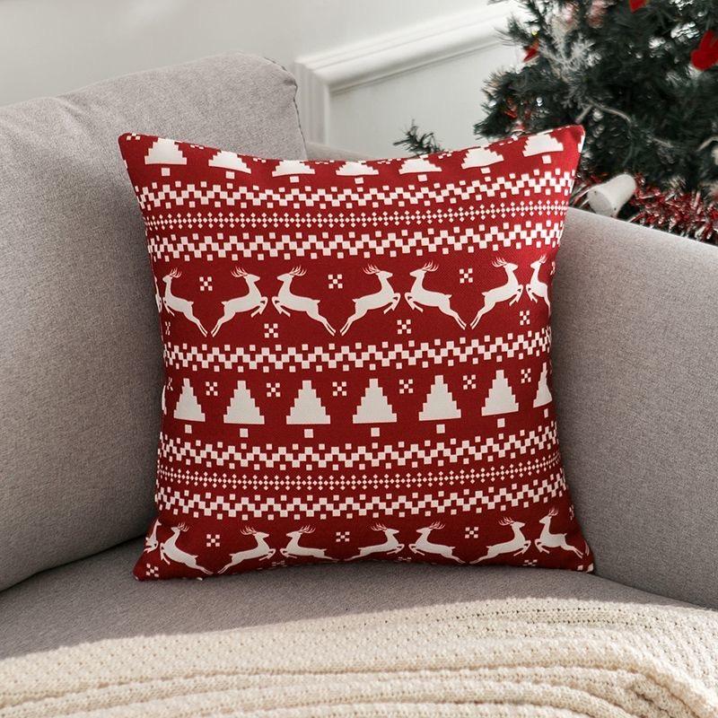 Christmas Cartoon Pillow cover,Santa Claus,reindeer,snowman,cute Pillowcase,home Celebration,red Creative Gift