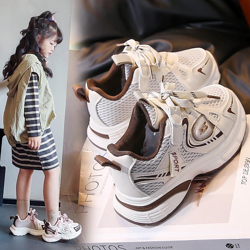 2025 autumn new children's shoes boys and girls breathable mesh sports shoes fashionable and comfortable running shoes dad shoes tide