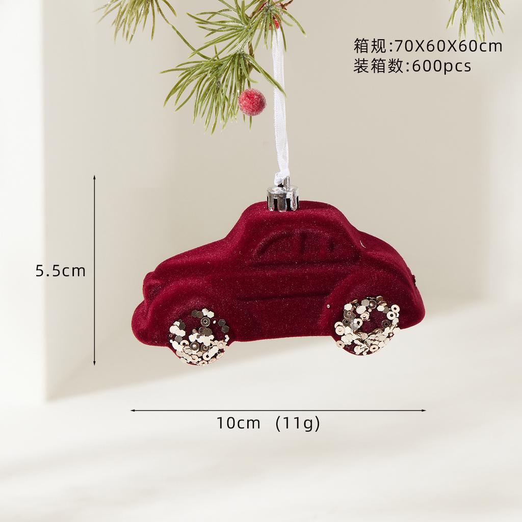 Red Velvet Flocked Christmas Tree Pendant Snowflake Bell Wreath Stocking Bow Elk Christmas Decoration Ornaments Home Decor