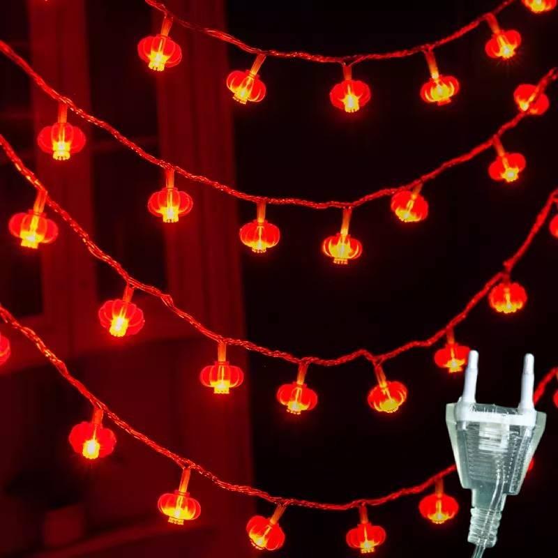 Lucky Character Led String Lights Home Decoration Small Red Lanterns For Holiday