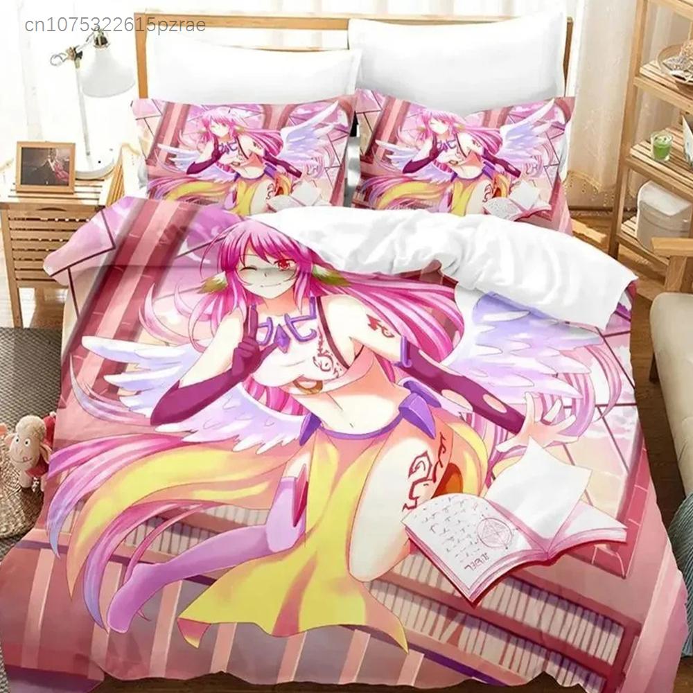 No Game No Life Bedding Set Cartoon Anime Adult Boys Bedroom Duvet Cover Sets 3D Kawaii Girl