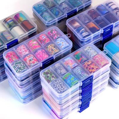 10 Pcs/box Nail Holographic Transfer Foil  Sticker Gold Slider Wrap Adhesive Paper Starry Nail Decal DIY Decoration Set