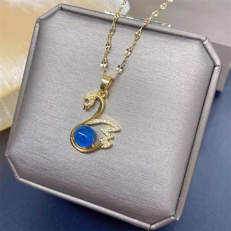 Decorative Extension Chain Stylish Thermochromic Women Girls Swan Pendant Necklace Fashion Accessories Clavicle
